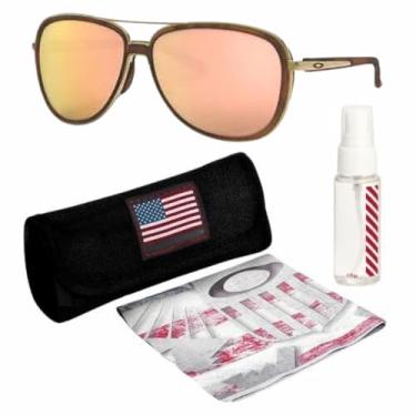 Imagem de OAKLEY OO4129 SPLIT TIME MARROM TORTOISE/OURO Armação – Lente polarizada PRIZM ROSE GOLD POLARIZADA, óculos de sol polarizados em forma de piloto com kit oficial eSHADES Eyewear, Tartaruga marrom