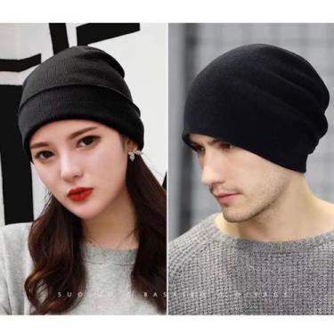Imagem de touca frio inverno  lã preto adulto lisa unissex básica - princesa