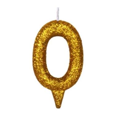 Imagem de Vela De Aniversário Número Magic Glitter Dourado - PartiuFesta