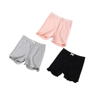 Imagem de Shorts De Verão Para Meninas Com Laço, Pacote Com 3 Peças, Roupa Íntim