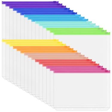 Imagem de Antner 30 bolsos para fichário A5, envelopes de enchimento de dinheiro com 6 furos para economizar dinheiro, 10 pastas com zíper de cores sortidas, inserções de planejador de orçamento, folhas soltas