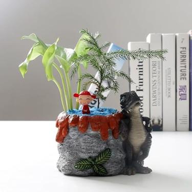 Imagem de Porta-lápis de dinossauro – adorável organizador de mesa para crianças e adultos, artigos de papelaria divertidos e materiais de escritório, mini vaso de plantas para suculentas, presente de
