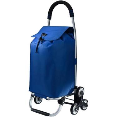 Imagem de Carrinho De Compras Dobrável Para Subir Escadas De Mercearia Com 6 Rodas De Pano Impermeável Leve De Liga De Alumínio, Orange