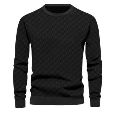 Imagem de Suéter De Manga Comprida Para Homens Casual Para Homens Listrado Camisola De Correspondência De Cores Slim Fit Em Torno Do Pescoço Moda Masculina Tops De Malha Simplicidade Pa, F-grey, 3XL