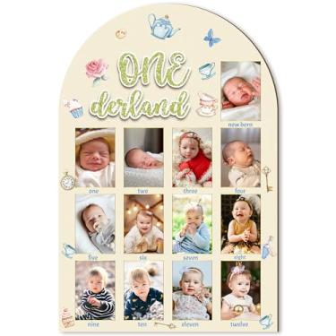 Imagem de R HORSE Quadro de moldura My First Year em 3D, decoração de festa de chá Onederland, quadro de madeira, quadro de madeira, moldura para bebês do primeiro ano, marco de 12 meses, presente de decoração