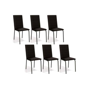 Imagem de Kit 6 Cadeiras de Cozinha Amsterdã C091PRF Aço 6 Un Preto Fosco/Corano Preto 110 - Kappesberg