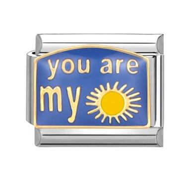 Imagem de papasgix Berloques italianos, pingentes italianos azuis 10 mm x 9 mm ouro italiano pulseira elo guitarra tabuleiro xadrez esperança pingente italiano, Aço inoxidável, Sem Pedra Preciosa