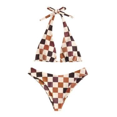 Imagem de Biquíni ZAFUL Triangle, 2 peças, manta de café Halter High Cut
