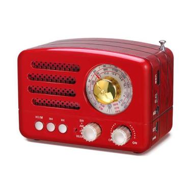 Imagem de Rádio vintage retrô portátil PRUNUS J-160 com Bluetooth vermelho