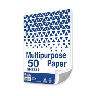 Imagem de BAZIC 50 folhas papel multiuso branco 21,6 cm x 28 cm, 9 kg (75 gsm), papel de cópia a laser e impressão geral, criar relatório de documento para escritório escolar, 50 folhas
