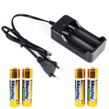 Imagem de Carregador Luatek + 4 Baterias 18650 - 3.7v 12800mAh