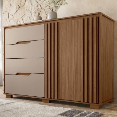 Imagem de Cômoda para Quarto 4 Gavetas e 1 Porta Texas Carvalho/Cinza