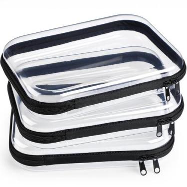 Imagem de Estojo rígido transparente com zíper, bolsa de plástico, bolsa de maqu