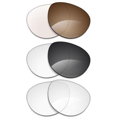 Imagem de Alphax 3 pares de lentes de substituição não polarizadas para óculos inteligentes Ray-Ban Meta Headliner RW4009 50 mm - uso interno e externo, transparente + adaptação (cinza + marrom) fotocrômico