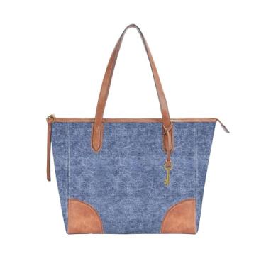 Imagem de BRASS TACKS Leathercraft Bolsa feminina de couro para mulheres bolsas de viagem de grande capacidade 16L bolsas de ombro femininas, azul e marrom