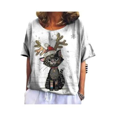 Imagem de Camiseta Plus Size Feminina com Estampa 3D de Gato Kawaii - Estilo Har
