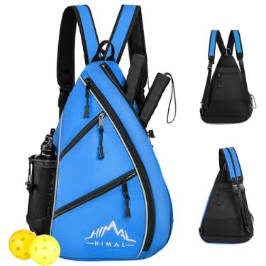 Imagem de Himal Mochila Pickleball ajustável para Pickleball, tênis, Racketball Sling Bag-Pickleball com suporte para garrafa de água para homens e mulheres, azul