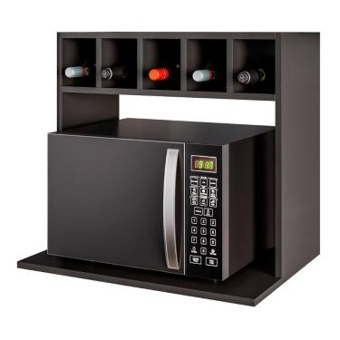 Imagem de Suporte Micro-ondas Forno Armário Aéreo Com Adega 60cm Lótus M24 Preto - Mpozenato