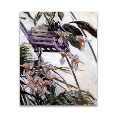 Imagem de Famosa pintura de arte de parede - (orquídeas) de Gustave Caillebotte - Reproduções impressas em tela - imagens para decoração de sala de estar (70 x 90 cm (27,6 x 35,4 pol)/sem moldura)