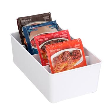 Imagem de BSTKEY Organizador de pacotes de temperos, organizador de alimentos com 4 compartimentos divididos, suporte de plástico para armário de despensa de cozinha, caixa de organização de cozinha para