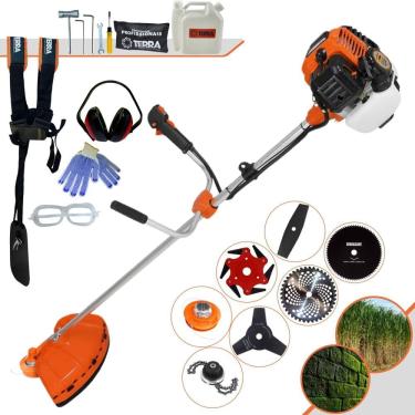 Imagem de Máquina de Cortar Grama Profissional À Gasolina Terra GR520XP Motor 2 Tempos 52cc 2,5HP 6.500rpm Roçadeira Multifuncional Com 7 Opções de Cortes + EPI
