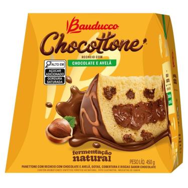 Imagem de Chocottone Bauducco Recheio Chocolate com Avelã Cobertura Chocolate 450g