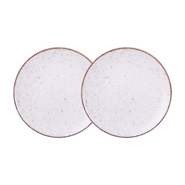 Imagem de Jogo De Pratos Rasos Grande Rústico 2 Peças 28cm Porcelana Tramontina