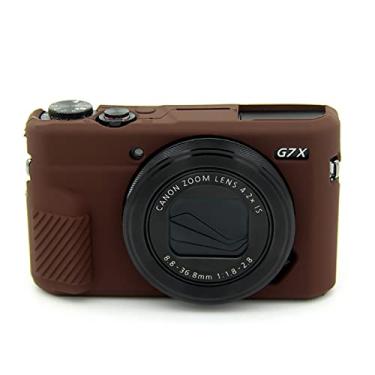 Imagem de Easy Hood G7X Mark II Capa G7X Mark III Capa de silicone para câmera G7X, capa protetora de silicone macio para câmera Canon Powershot G7X Mark III DSLR (café)