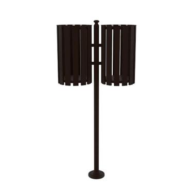 Imagem de Lixeira de Rua Pátios Parques Dupla Tubular Marrom 151cm