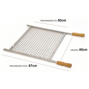 Imagem de Grelha Churrasco Churrasqueira 40Cm X 50Cm Aço Galvanizado