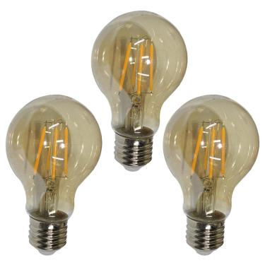 Imagem de Lampada Led Multifilamento 30w Kit 3 Uni Decoraçao Iluminaçao Vintage Quarto Sala Garagem Luz Retro Branco Quente Ambar