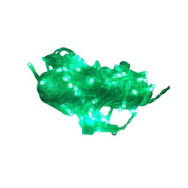 Imagem de Cordão 100 Led Fixo Verde 10M com Strobo 220V - V8