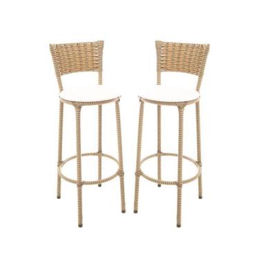 Imagem de KIT 2 Banquetas Alta Encapada Junco CAPPUCCINO Area de Lazer Cozinha B