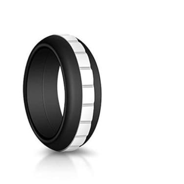 Imagem de SZHSR Anel de casamento de silicone desconhecido masculino e feminino, proteja suas mãos casamento, comprometa-se com o que você ama 5 alianças de substituição, preto, 8