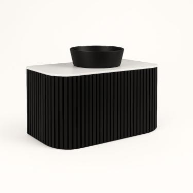 Imagem de Gabinete Para Banheiro Suspenso Manchester 80cm Branco/preto