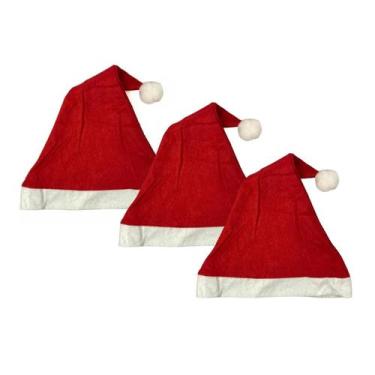 Imagem de Touca Gorro de Papai Noel Vermelha 35x27cm Chapeu Acessório Natalino e