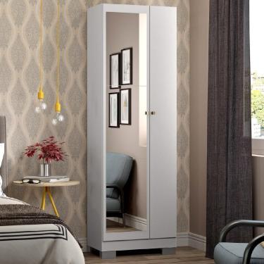 Imagem de Armário Utilitário Multiuso 2 Portas Espelho Branco