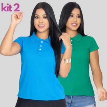 Imagem de Kit2 Camisa Gola Polo Feminina Ótimo Tecido E Acabamento - MULTI MARCA