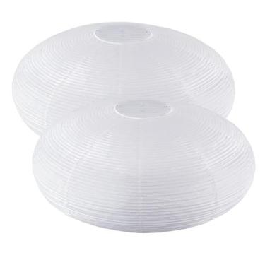Imagem de Lanterna de papel Qiokhgi branca oval de 22 cm pendurada (pacote com 2