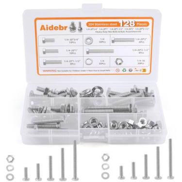 Imagem de Kit de sortimento de porcas e parafusos em aço inoxidável Aidebr 304