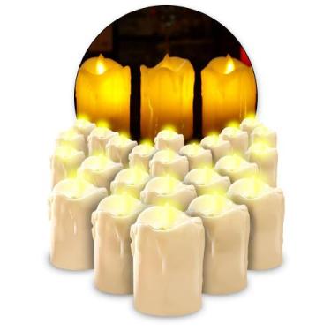 Imagem de Velas Coloridas Eletronica De Led Bateria Decorativa Kit 24 - Hxt