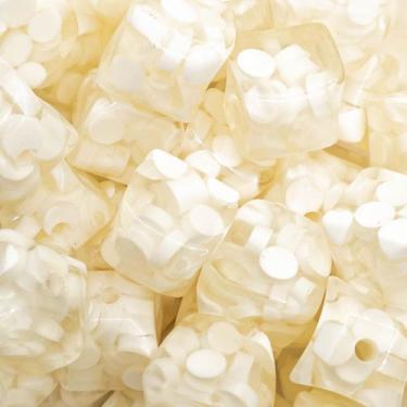 Imagem de Miçanga Passante Cubo Curvado Acrilico Transparente com Branco 18x20mm