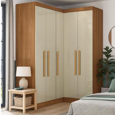 Imagem de Guarda-roupa Modulação de Canto com Puxadores Mdf Paris Cinamomo/Off White