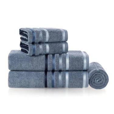 Imagem de Jogo Toalhas / Banho Em Algodão 5 Peças Lumina Karsten Azul