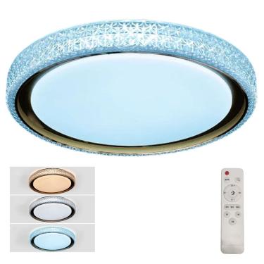 Imagem de Luminaria Plafon 3 Tons LED Luxo Cristal Controle Remoto Casa Trabalho Iluminaçao Moderno Residencial Comercial