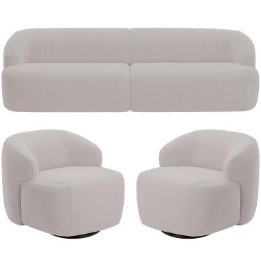 Imagem de Sofá 4 Lugares Curvo Orgânico com 02 Poltronas Para Sala Living 280cm Barolo L06 Veludo Grafite - Lyam Decor