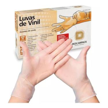 Imagem de Luva Vinil Descartável Sem Pó Procedimentos - Caixa Com 100