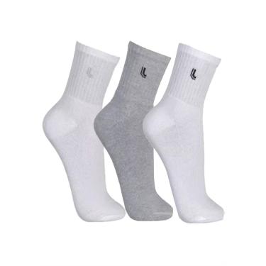 Imagem de Kit 3 Meias Cano Médio Lupo - Cinza/Branco - 03245 | Pau a Pique