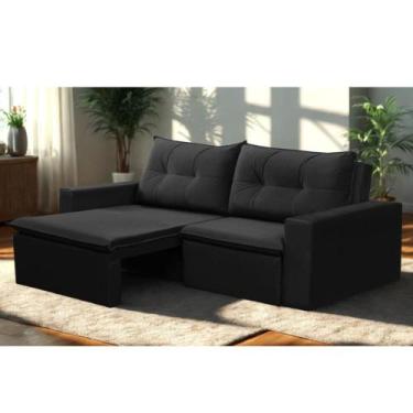 Imagem de Sofá Retrátil 2 Lugares 1,80m Londres Suede Mirra Decor, Preto