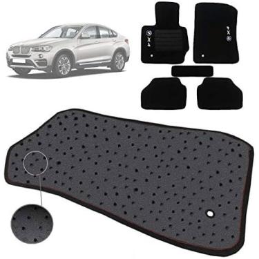 Imagem de Jogo de Tapete Carpete Tevic Pinado Bmw X4 2016 17 18 19 Impermeável Lavável Logo Bordado 5 Peças